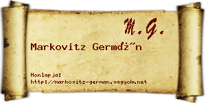 Markovitz Germán névjegykártya